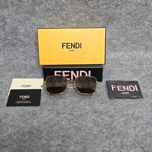 Fendi Butterfly Sunglasses FE40013U-5930G Gold Frame Brown Lens FF Baguette logo